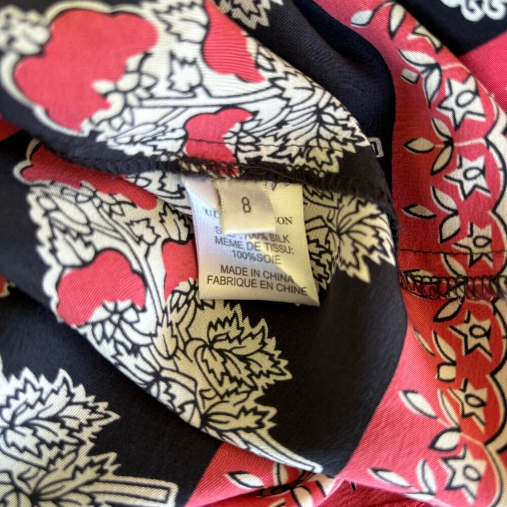 Ulla Johnson Bea Silk Blouse Size 8 Indian Floral Print Tasseled Neck Ties - Picture 5 of 7